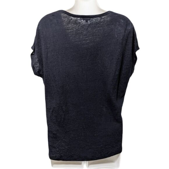 PABLO Navy Blue Linen Braided Shoulder Top L - Picture 4 of 7